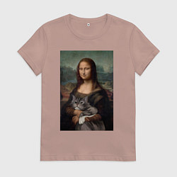 Женская футболка Мона Лиза с котиком