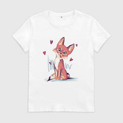 Футболка хлопковая женская Лис кривляется, цвет: белый