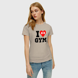Футболка хлопковая женская I love gym, цвет: миндальный — фото 2