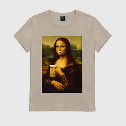 Женская футболка Мона Лиза с пивом
