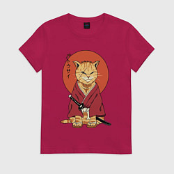 Женская футболка Samurai kimono cat