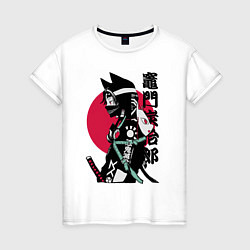 Футболка хлопковая женская Samurai cat women, цвет: белый