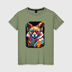 Женская футболка Abstract Colorful Fox