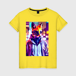 Футболка хлопковая женская Cyber fox - neon - city, цвет: желтый
