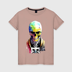 Женская футболка Skull - cyberpunk - watercolor