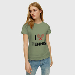 Футболка хлопковая женская I Love Tennis, цвет: авокадо — фото 2