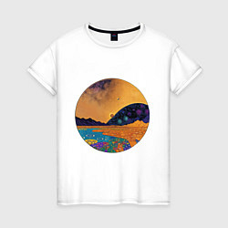 Женская футболка Пейзаж в стиле Густава Климта, абстракция