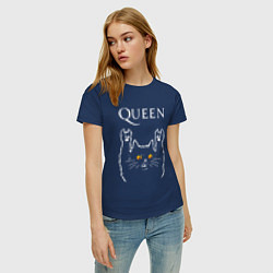 Футболка хлопковая женская Queen rock cat, цвет: тёмно-синий — фото 2