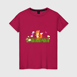 Женская футболка Лисёнок с ромашкой