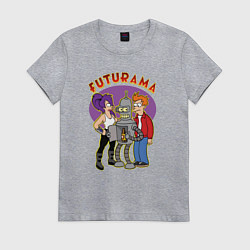 Футболка хлопковая женская Бендер Лила и Фрай, цвет: меланж