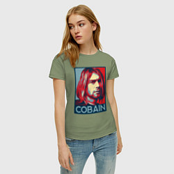 Футболка хлопковая женская Nirvana - Kurt Cobain, цвет: авокадо — фото 2