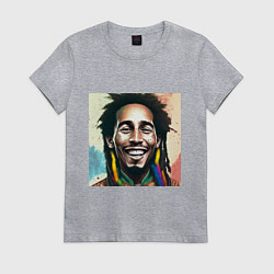 Женская футболка Боб Марли полон счастья Арт новой школы
