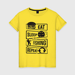 Женская футболка Eat sleep fishing repeat