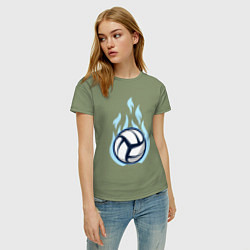 Футболка хлопковая женская Blue fire ball, цвет: авокадо — фото 2