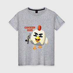 Футболка хлопковая женская Chicken Gun злой, цвет: меланж