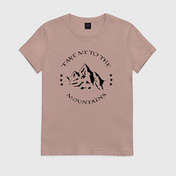 Футболка хлопковая женская Возьми меня в горы, цвет: пыльно-розовый