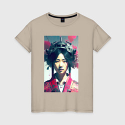 Женская футболка Japanese girl - cyberpunk - neural network