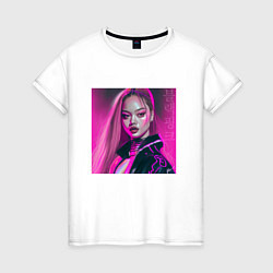 Футболка хлопковая женская Blackpink Lisa аниме рисунок, цвет: белый