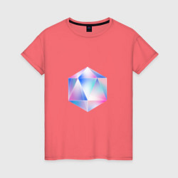 Футболка хлопковая женская Glass hexagon, цвет: коралловый