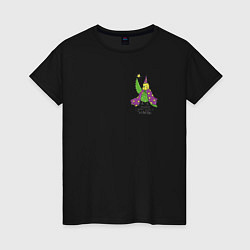Футболка хлопковая женская Волнистый попугай волшебник, цвет: черный