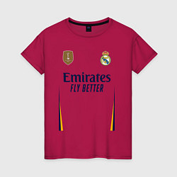 Футболка хлопковая женская Винисиус Жуниор ФК Реал Мадрид форма 2324 домашняя, цвет: маджента