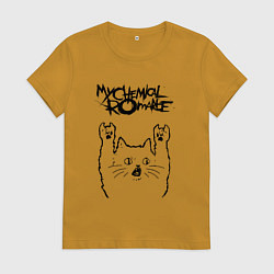 Футболка хлопковая женская My Chemical Romance - rock cat, цвет: горчичный