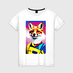 Футболка хлопковая женская Fox - pop art - fashionista, цвет: белый