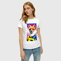 Футболка хлопковая женская Fox - pop art - fashionista, цвет: белый — фото 2