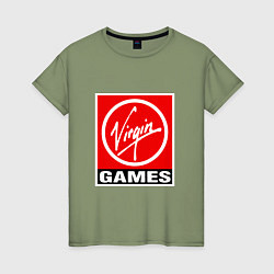 Футболка хлопковая женская Virgin games logo, цвет: авокадо