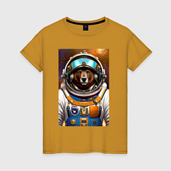 Женская футболка Bear cool astronaut - neural network