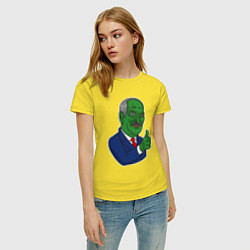 Футболка хлопковая женская Лягушонок Пепе Лукашенко, цвет: желтый — фото 2