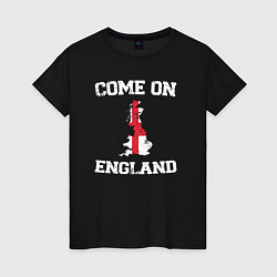 Футболка хлопковая женская Come on England, цвет: черный
