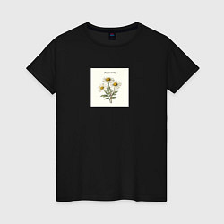 Футболка хлопковая женская Ромашки chamomile, цвет: черный