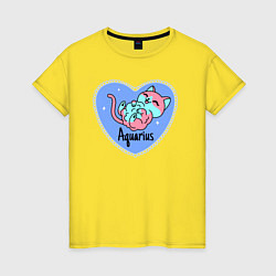 Женская футболка Пушистый котик - водолей