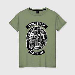 Женская футболка Skull biker - live to ride