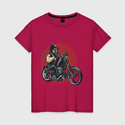 Женская футболка Biker red sun