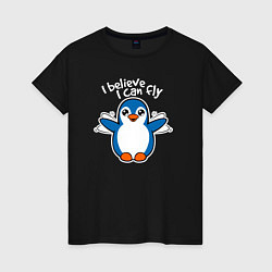Женская футболка Fly penguin