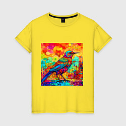 Женская футболка Красочная птица - мозаика - нейросеть