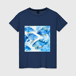 Женская футболка Акварельные синие рыбки