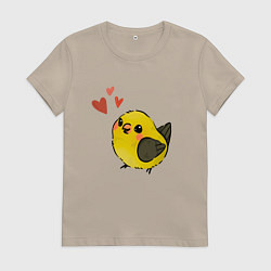Женская футболка Птичка иволга с сердечками