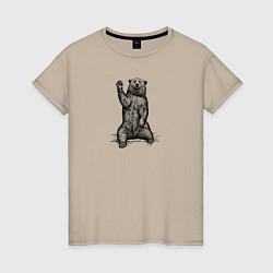 Женская футболка Медведь машет