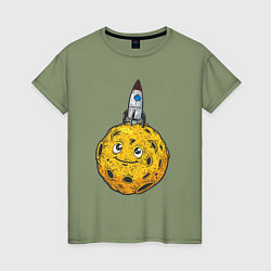 Женская футболка Ракета на луне