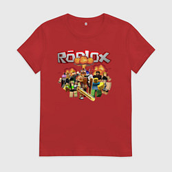 Женская футболка Роблокс на фоне взрыва roblox
