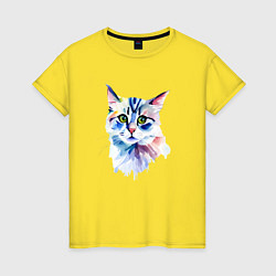 Женская футболка Акварельный волшебный котик