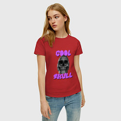 Футболка хлопковая женская Cool Skull, цвет: красный — фото 2