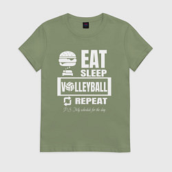Футболка хлопковая женская Волейбол на повторе, цвет: авокадо