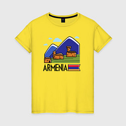 Футболка хлопковая женская Горная Армения, цвет: желтый