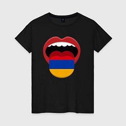 Футболка хлопковая женская Armenian lips, цвет: черный