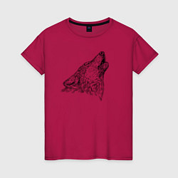 Женская футболка Волк воющий
