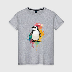 Женская футболка Красочный пингвин